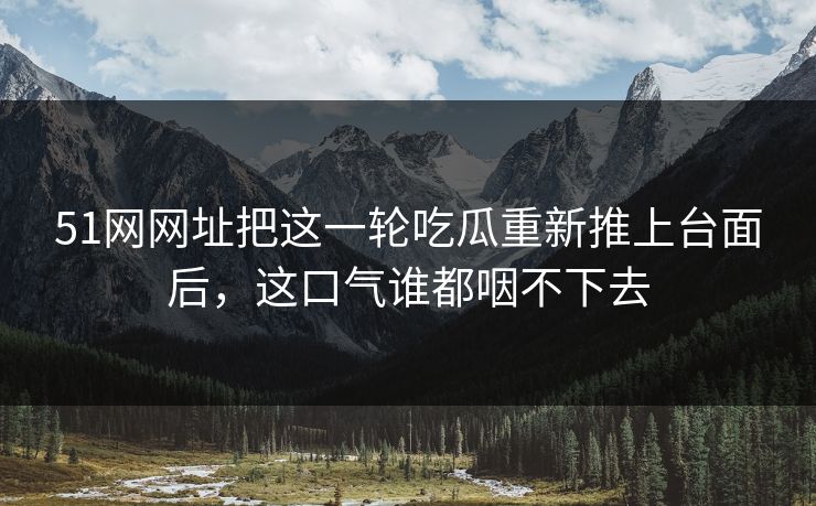 51网网址把这一轮吃瓜重新推上台面后，这口气谁都咽不下去