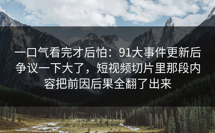一口气看完才后怕：91大事件更新后争议一下大了，短视频切片里那段内容把前因后果全翻了出来