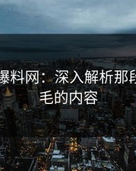 51吃瓜爆料网：深入解析那段让人发毛的内容