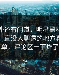 热闹之外还有门道，明星黑料这组截图那个一直没人聊透的地方真的不简单，评论区一下炸了