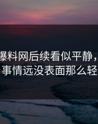 51吃瓜爆料网后续看似平静，实际上事情远没表面那么轻