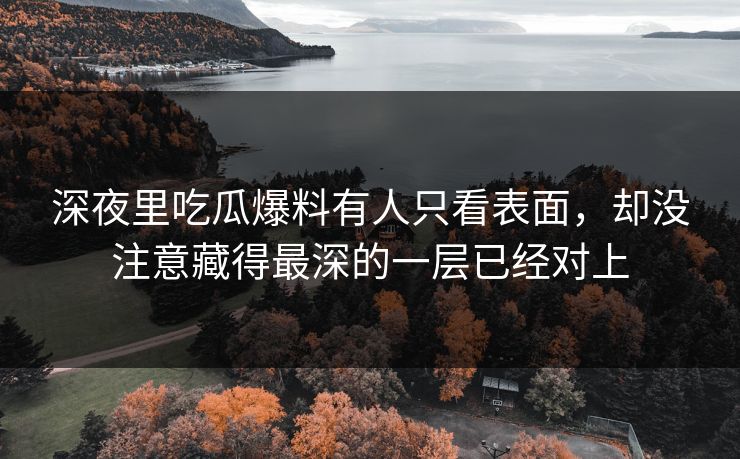 深夜里吃瓜爆料有人只看表面，却没注意藏得最深的一层已经对上